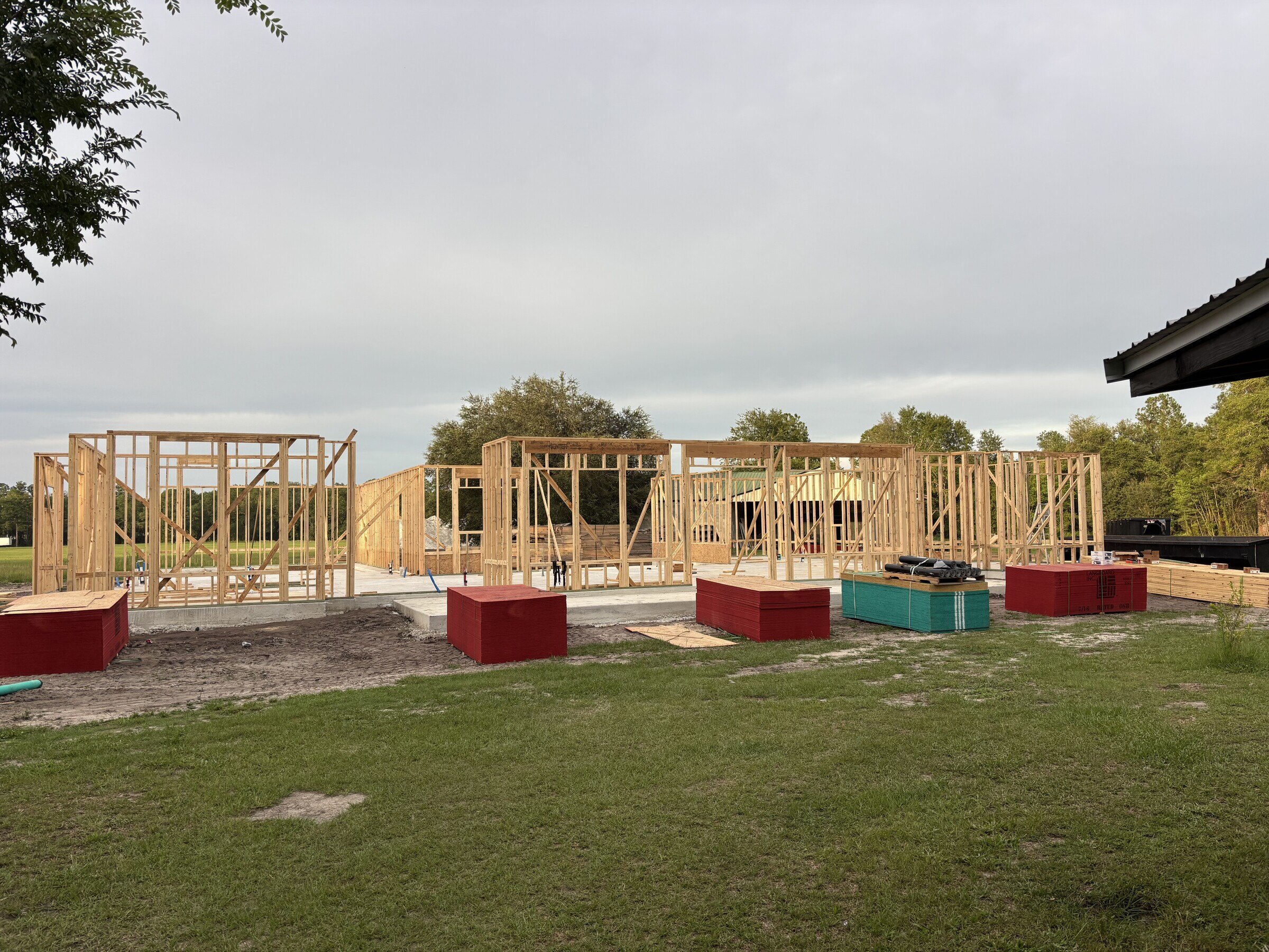 Residential wall framing and exterior opening documented during construction in Florida